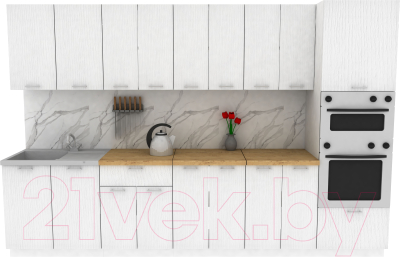Кухонный гарнитур Eligard Lion 3.2 (белый структурный/дуб бунратти) - фото