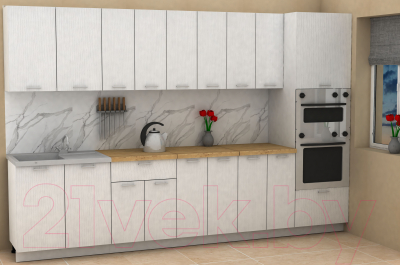 Кухонный гарнитур Eligard Lion 3.2 (белый структурный/дуб бунратти)