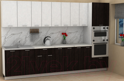 Кухонный гарнитур Eligard Lion 3.2 (белый структурный/дуб марбург/королевский опал)