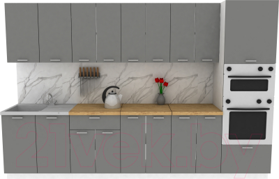 Кухонный гарнитур Eligard Lion 3.2 (дымчатый алмаз/дуб бунратти) - фото