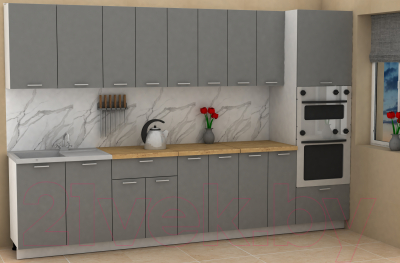 Кухонный гарнитур Eligard Lion 3.2 (дымчатый алмаз/дуб бунратти)