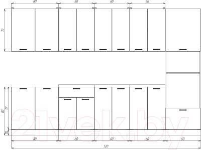 Кухонный гарнитур Eligard Lion 3.2 (дымчатый алмаз/дуб бунратти)