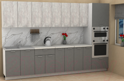 Кухонный гарнитур Eligard Lion 3.2 (ледяное дерево/дымчатый алмаз/королевский опал)