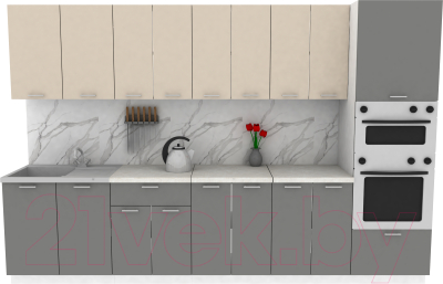 Кухонный гарнитур Eligard Lion 3.2 (персидский жемчуг/дымчатый алмаз/королевский опал) - фото