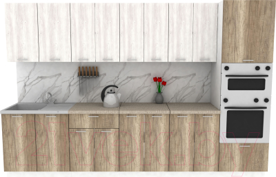 Кухонный гарнитур Eligard Lion 3.2 (сосна каньон/дуб каньон/малага) - фото