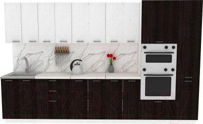 Кухонный гарнитур Eligard Lion 3.4 (белый структурный/дуб марбург/королевский опал) - фото