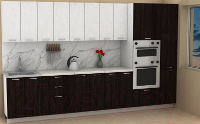 Кухонный гарнитур Eligard Lion 3.4 (белый структурный/дуб марбург/королевский опал)