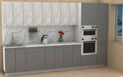 Кухонный гарнитур Eligard Lion 3.4 (ледяное дерево/дымчатый алмаз/королевский опал)