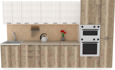 Кухонный гарнитур Eligard Lion 3.4 (сосна каньон/дуб каньон/малага) - фото