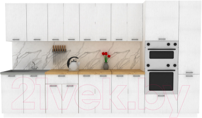 Кухонный гарнитур Eligard Lion 3.6 (белый структурный/дуб бунратти) - фото