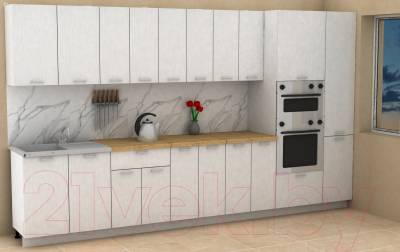 Кухонный гарнитур Eligard Lion 3.6 (белый структурный/дуб бунратти)