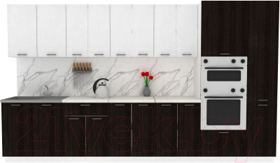 Кухонный гарнитур Eligard Lion 3.6 (белый структурный/дуб марбург/королевский опал) - фото