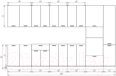 Кухонный гарнитур Eligard Lion 3.6 (белый структурный/дуб марбург/королевский опал)