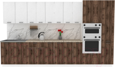 Кухонный гарнитур Eligard Lion 3.6 (белый структурный/дуб нокс/малага) - фото