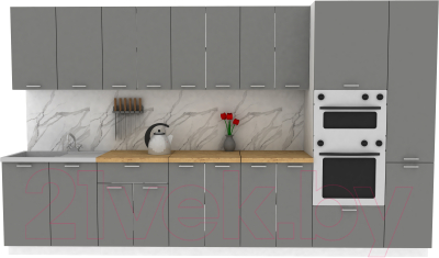 Кухонный гарнитур Eligard Lion 3.6 (дымчатый алмаз/дуб бунратти) - фото