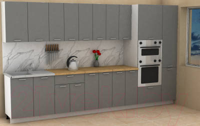 Кухонный гарнитур Eligard Lion 3.6 (дымчатый алмаз/дуб бунратти)