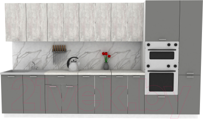 Кухонный гарнитур Eligard Lion 3.6 (ледяное дерево/дымчатый алмаз/королевский опал) - фото