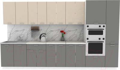 Кухонный гарнитур Eligard Lion 3.6 (персидский жемчуг/дымчатый алмаз/королевский опал) - фото