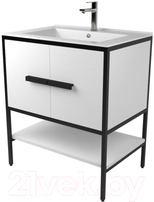 Тумба под умывальник Дабер 010 Cersanit Como 70 / Т10.7С.2.5 (черный/белый) - фото