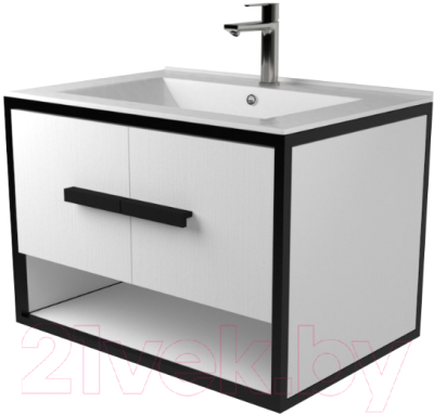 Тумба под умывальник Дабер 009 Cersanit Como 70 / Т9.7С.2.5 (черный/белый) - фото
