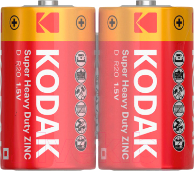 Комплект батареек Kodak Super Heavy Duty Zinc R20 2S - фото