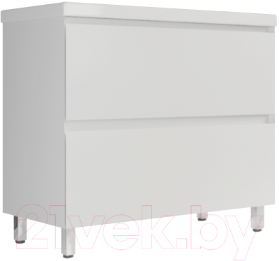 Тумба под умывальник Style Line Манхэттен 90 2 ящика (напольная, белый)