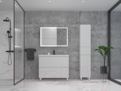 Тумба под умывальник Style Line Манхэттен 100 2 ящика (напольная, белый)