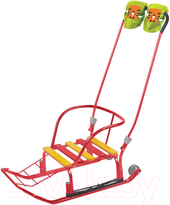 Санки детские Ника Тимка 3К с рукавичками / Т3КР/АЛ (алый) - фото
