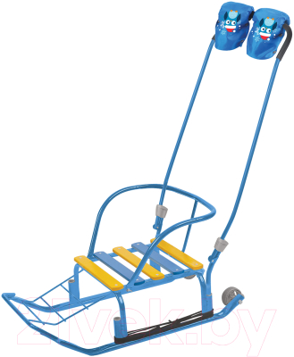 Санки детские Ника Тимка 3К с рукавичками / Т3КР/Г (голубой) - фото