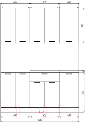 Кухонный гарнитур Eligard Lion 1 1.6 (белый структурный/дуб бунратти)