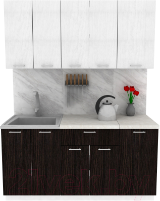 Кухонный гарнитур Eligard Lion 1 1.6 (белый структурный/дуб марбург/королевский опал) - фото