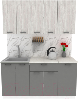 Кухонный гарнитур Eligard Lion 1 1.6 (ледяное дерево/дымчатый алмаз/королевский опал) - фото