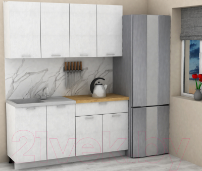 Кухонный гарнитур Eligard Lion 2 1.6 (белый структурный/дуб бунратти)