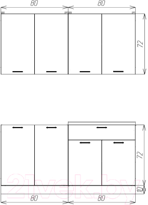 Кухонный гарнитур Eligard Lion 2 1.6 (белый структурный/дуб бунратти)
