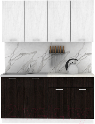 Кухонный гарнитур Eligard Lion 2 1.6 (белый структурный/дуб марбург/королевский опал) - фото