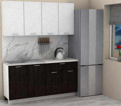 Кухонный гарнитур Eligard Lion 2 1.6 (белый структурный/дуб марбург/королевский опал)