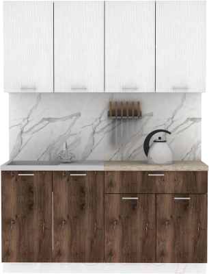 Кухонный гарнитур Eligard Lion 2 1.6 (белый структурный/дуб нокс/малага) - фото