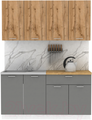 Кухонный гарнитур Eligard Lion 2 1.6 (дуб натуральный/дымчатый алмаз/дуб бунратти) - фото