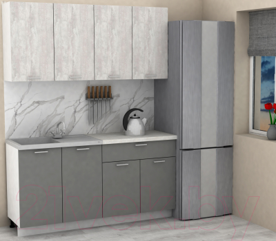 Кухонный гарнитур Eligard Lion 2 1.6 (ледяное дерево/дымчатый алмаз/королевский опал)