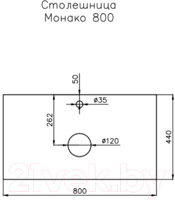 Тумба под умывальник Style Line Монако МДФ 80 (подвесная, со столешницей)