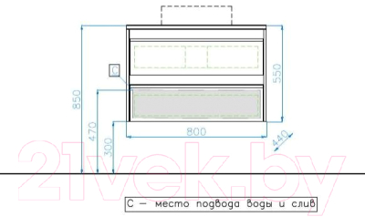 Тумба под умывальник Style Line Монако МДФ 80 (подвесная, со столешницей)