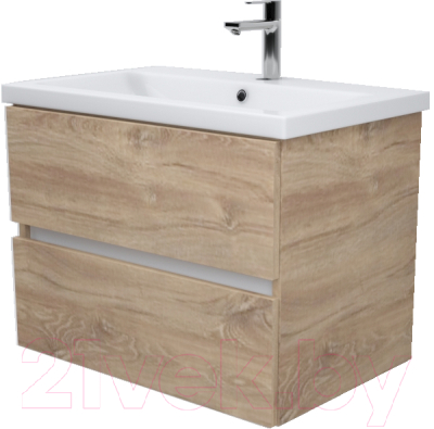 Тумба под умывальник Дабер 011 Cersanit Como 70 / Т11.7С.0.6Б (дуб канзас коричневый/белый) - фото