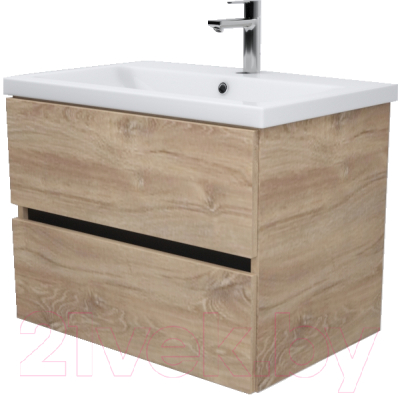 Тумба под умывальник Дабер 011 Cersanit Como 70 / Т11.7С.0.6Ч (дуб канзас коричневый/черный) - фото