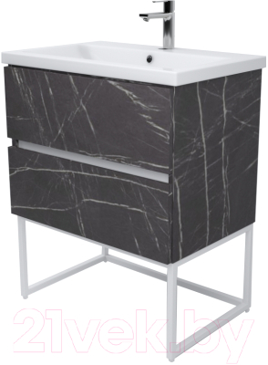 Тумба под умывальник Дабер 012 Cersanit Como 70 / Т12.7С.0.12Б (мрамор черный/белый) - фото