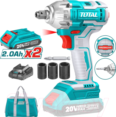 Аккумуляторный гайковерт TOTAL TIWLI20208 - фото