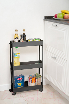 Этажерка Violet Узкая 3-х ярусная на колесах / 760307