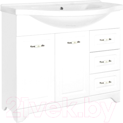 Тумба под умывальник Style Line Олеандр-2 105 3 ящика (для классической раковины) - фото