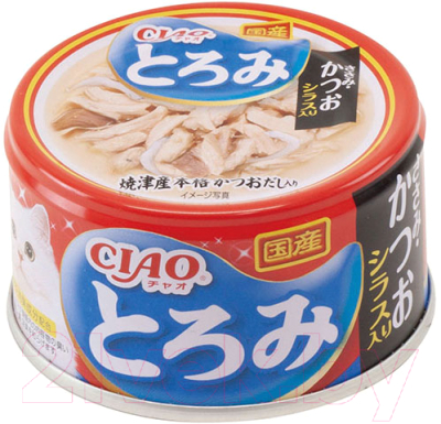 Влажный корм для кошек Inaba Toromi Филе курицы, тунец бонито и гребешок в бульоне - фото