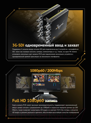 Устройство видеозахвата Avmatrix VC41 4CH 3G-SDI PCIE / 29984