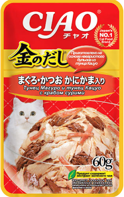 Влажный корм для кошек Inaba Kinnodashi Микс тунцов и сурими в желе - фото